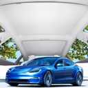 New Version Sunshade Roof for Tesla Model 3【Blocks 99% UV, No Sag Gap!】Premium Shade for Tesla Model 3 Accessories Heat Insulation Keep Cooling Light-Tight Foldable Sunshade for Model 3 2023 2022 2021