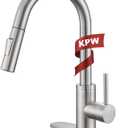 KPW Kitchen Faucet with Pull-Down Sprayer, Brushed Nickel, High-Arc Single Handle, Stainless Steel, Fits 1 or 3 Hole Sink