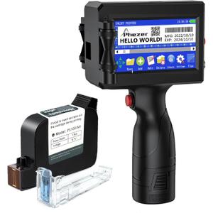 P15 Handheld Inkjet Printer for Flat Surface 0.5 Inch Nozzle for QRCode Barcode Production Date Time Logo Batch Number Print On Glass Bag Carton Box Wood Cloth Plastic Cable (25 Languages)