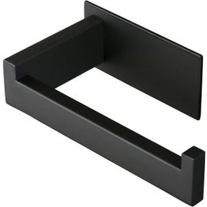 Toilet Paper Holder, Self Adhesive Tissue Holder Stainless Steel Rustproof Paper Roll Holder, No Drilling Easy to Install, Toilet Paper Rack Suitable for Office, Bathroom (Matte Black)
