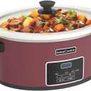 HOMECOOKIN 8-Quart Programmable Slow Cooker with Timer Keep Warm - Small Kitchen Appliance for Family Dinners - Serves 6+ People (Red Shell + White Ceramic Liner)