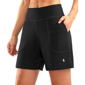 SANTINY Women's 6'' Athletic Long Shorts with 4 Pockets High Waisted Bermuda Shorts for Women Walking Running Casual XXL
