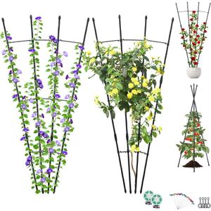 2 Pcs Garden Trellis for Climbing Plants, Deaunbr Plant Support Obelisk Trellis Garden Trellises for Vines, Flowers Stands, Outdoor & Indoor Potted Plants, Rose, Cucumber, Pea, Tomato, Clematis