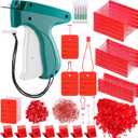 Chumia 3576 Pcs Tagging Gun Clothes Garment Tag Attacher Kit with Needles Standard Plastic Barbs Fasteners Hang Label Strings Gourd Safety Pins Retail Price Size Label for Warehouse(Red)