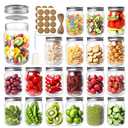 PINIWON 12 oz Mason Jars with Lids and Bands, 20 Pack Regular Mouth Canning Jars, Clear Glass Jars for Canning, Pickling, Food Storage, DIY Projects, 36 Labels, Brush & String Included, One Missing Jar