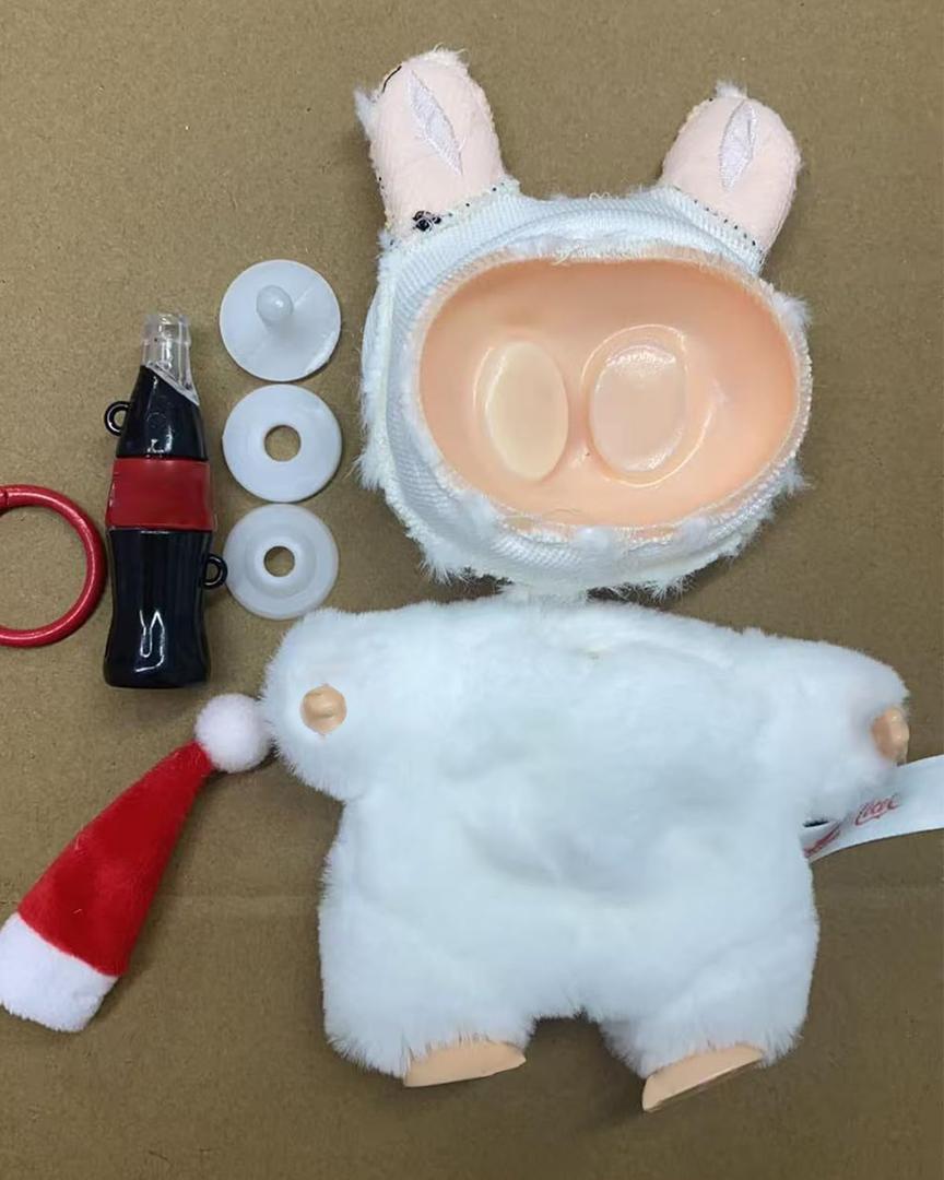 17cm Plush Doll D I Y Material, Semi-Finished, only Need to add Filling Material. Including Fabric, Face, Hand, Feet Accessories (White-Standing Version)