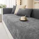 Chenille Couch Cover Waterproof, Dirt Resistant Sofa Covers,Washable and Non Slip Sofa Slipcovers for Living Room, BedroomDark Gray/36"x82"/4-Seater Sofa Cover