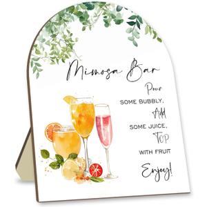 Mimosa Bar Sign, Wooden Sign with Stand, Floral Decoration Baby Shower Sign, Baby Shower Welcome Sign, Party Decor Supplies