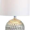 JONATHAN Y 20.5" Silver Mercury Glass Table Lamp, Contemporary Chrome Sphere Metal Base with Ivory Linen Shade for Bedroom Living Room Nightstand, LED Bulb Included JYL1041A