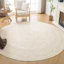 Shatex Round Burlap Rug 5 Feet, Hand Braided Rug Farmhouse Style for Home Decor, Bedroom, Living Room, 100% Natural Jute Fiber, Off-White