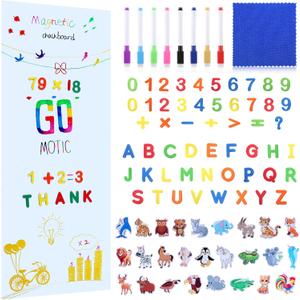 Nezyo Magnetic Chalkboard Contact Paper 40x15.7In Wall Board 8 Liquid Chalk 78 Magnetic Letters Chalkboard for Blackboard Wall Sticker(White)
