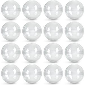 Entervending Empty Clear-Colored Round Capsules 2 inch 25 pcs Bulk 7 Colors Capsule for Toy Gumball Machines Plastic Containers Surprise for Kids Party