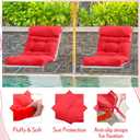 Barydat 4 Pack High Back Chair Cushion Indoor Outdoor Tufted Seat and Back Chair Rocking Pads Lounge Porch Seat Cushion with Ties for Patio Furniture, 43.4 x 21 x 3.3 Inch (Red)