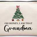 kdqua Grandma Gifts Makeup Bag, Best Grandma Gifts for Christmas from Grandkids, Oh Honey I am That Grandmother Cosmetic Bags Zipper Pouch Travel Organizer Toiletry Bag