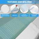Fratillico - Non-Slip Shower Mat with Suction Cups - Quick Dry Bathtub Mat with Drain Holes - Machine Washable PVC Bathroom Mat (Blue 15.74" x 28.74")
