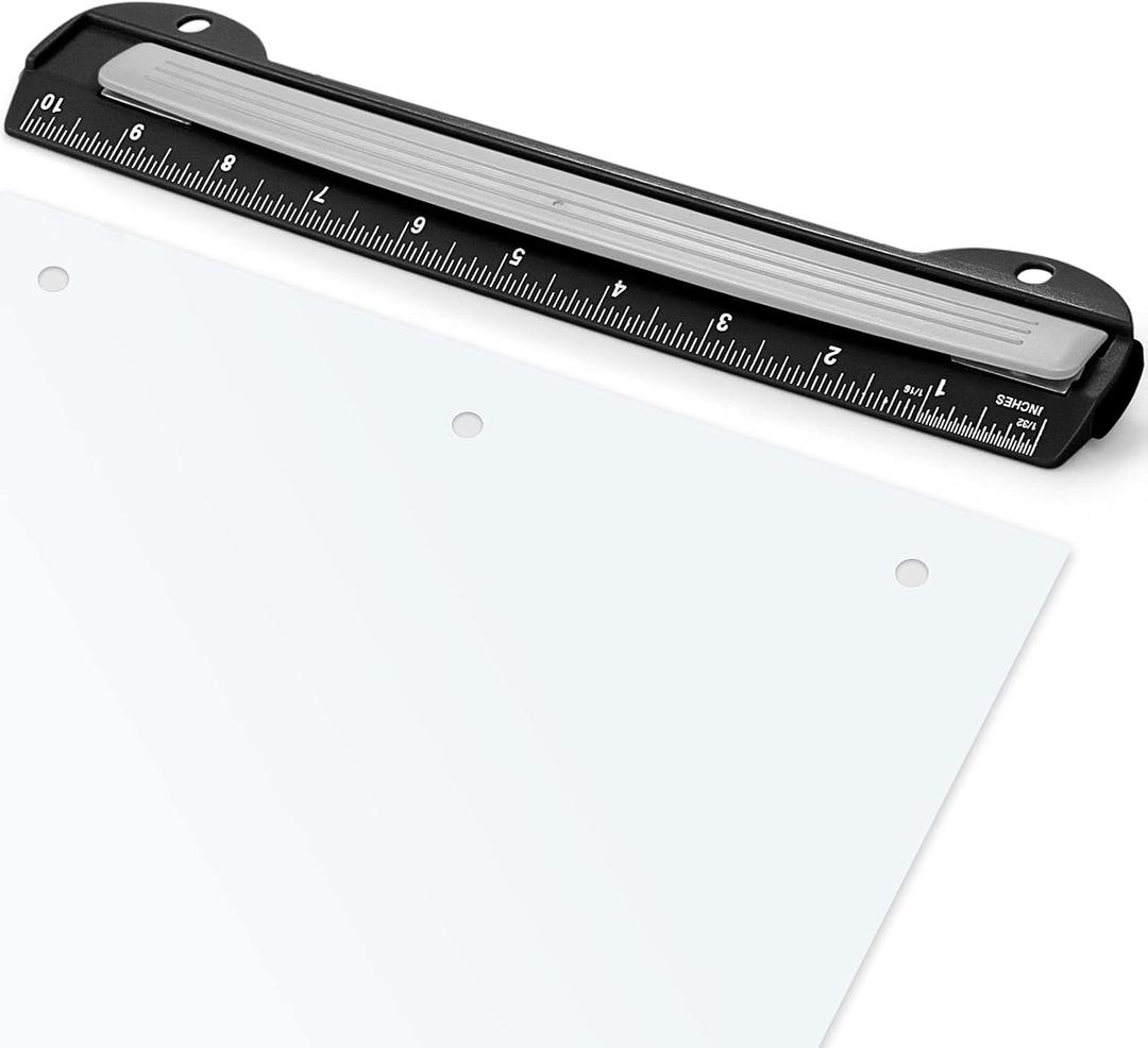 Eagle 3 Hole Punch, Portable Ring Binder 3 Hole Punch, Paper Puncher with Integrated Ruler, 5 Sheets Capacity, for Ring Binders, Office and School Supplies (Black)