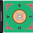 Large Mahjong Mat with Carrying Bag, Anti Slip and Noise Reduction Mahjong Table Mat for Poker, Card, Board & Tile Games 31.5 x 31.5 Inches (Green)
