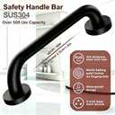 16 Inch Black Stainless Steel Handrail, Safety Grab Bars for Wall, Handicap Grab Bars for Bathroom, Shower, Toilet, RV, Hand Rails for Indoor Stairs, Stair Railing Indoor & Outdoor (2 Pack)