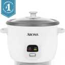 AROMA Rice Cooker, 3-Cup (Uncooked) / 6-Cup (Cooked), Small Rice Cooker, Oatmeal Cooker, Soup Maker, Auto Keep Warm, 1.5 Qt, White, ARC-393NG