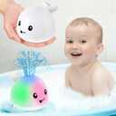 Gigilli Baby Bath Toys, Bath Toys for Kids Ages 1-3, 1 2 3 Year Boy Girl, Easter Basket Stuffers Baby 6-12-18 Months, Light Up Whale Bath Toy Sprinkler Toddler Birthday Bathtub Fountain Pool Water Toy