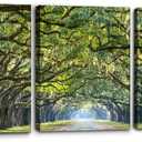 Pacimo Tree Landscape Wall Art Set of 3 - Framed Canvas Painting Prints with Forest Path Archway Design - Modern Artwork Home Decor Wall Decor for Living Room Bedroom Office - 12"x16"x3 Panels