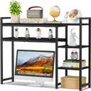 Snughome Desk Shelf, 38.6" Adjustable Desktop Organizer Shelf, Desk Hutch for Computer Monitor Stands, 4 Tier Desktop Display Rack, Wood Desktop Bookshelf Storage Rack for Home Office Dorm, Black, 38.6" x 9.8" x 29.5"