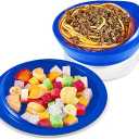 Hushee Adaptive Spill Proof Scoop Bowl and Plate Set with Suction Base Non Skid Self Feed Dinnerware for Elderly Disabled Handicapped from Parkinsons, Dementia, Stroke, Tremor(1 Set,Blue)