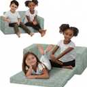 Delta Children - Serta Perfect Sleeper Kids 2-Seater Sofa, Convertible 2-in-1 Flip Open Toddler Couch Sleeper, Foam Chair for Playroom & Bedroom, Bed Lounger, Comfy Play Sleeping Lounge Chair, Sage