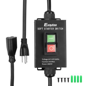 Exqutoo 1Pack Black Soft Starter Switch Heavy Duty General Purpose Electric Tool AC110V 16A Max.1800W 60Hz