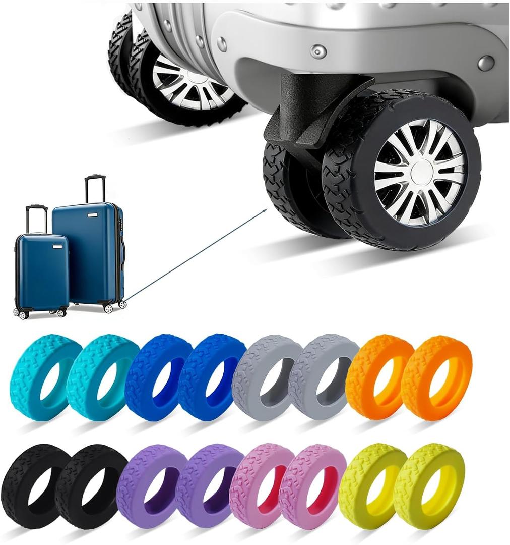 16-Pack Luggage Wheel Covers, Luggage Wheel Protector Covers for 2-2.4 inches Wheels SuitcasesAnti-Scratch & Noise Reduction Design, Silicone MaterialDurable Travel Case Accessories. (black)