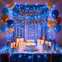 750 LED 240FT Blue Birthday Party Decorations String Lights with 12 Modes Timer Dimmable, Waterproof Green Wire Christmas Lights Outdoor, Plug in Fairy Lights for Wedding, Ocean Party, Xmas Decor