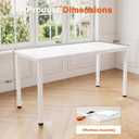 55 Inch White Computer Desk, Home Office Desk, Gaming Study Writing Table