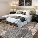 DMOYEST Area Rug Living Room Rugs - 8x10 Washable Large Soft Indoor Neutral Modern Abstract Low Pile Rug Carpet for Bedroom Dining Room Farmhouse Home Office - Grey Brown