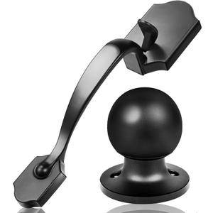 Elemake Front Door Handle  Exterior/Interior Front Entry Handleset with Door Knob, Passage Keyless Entry Door Lock, Reversible for Left & Right Handed Door | Matte Black