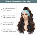 Long Wavy Headband Wig for Women Black Wigs with Brown Blonde Highlight 200% Denisty Headband Wigs Put On and Go Glueless Wig Long Synthetic Wig for Women Party Daliy Use