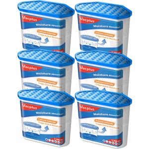 Vacplus Moisture Absorbers 6 Pack, Portable Humidity Absorber Boxes for Your Bathroom, Closet & Car, Dehumidifier with Fragrance Free, 32.0 Oz