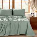 Shilucheng 100% Egyptian Cotton Queen Size Sheets Set - 1000 Thread CountLuxury Cotton Bed SheetsBreathable & Cooling Bedding and Pillow Cases, 16 Inch Deep Pocket - 6 Piece (Sea Glass, Queen)