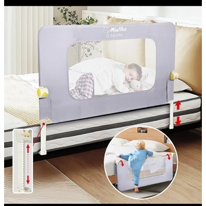 Q-MIULIKE Baby Bed Rail for Toddlers Crib Guard Rail Smooth Flip-Down Safety Rail Guards for 14 Height Adjustable, Toddlers Bed Rails for Full King Queen Bed 1 Piece