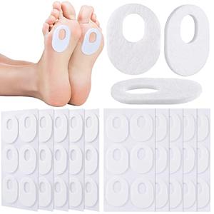 WILLBOND 60 Pcs Callus Pads Soft Felt Callus Oval Shape Corn Pads for Bottom of Foot Adhesive Foot Corn Cushion for Men and Women Feet Toes Heel Pain Relief (White)