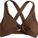 Twist High Cloud Front Strap Cross Back Yoga Exercise Fitness Bra Padded Fitness Women's Short Top (10, White)