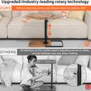 Tv Trays Set of 2 for Couch - 360°Swivel Height Adjustable, Larger Metal and Wooden Base to Prevent Slipping，TV Tray C Shaped End Table Food Snack Trays for Eating Sofa Bed Bathroom