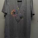 Women's Floral T-Shirts V-Neck Dandelion Sun Flower Graphic Casual Tee Boho Tops Cute Wildflowers Shirts, XL