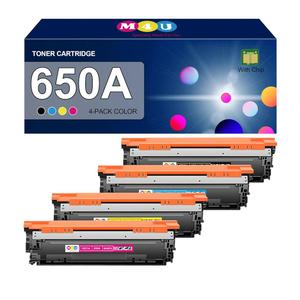 650A Toner Cartridges(with Chip) 4 Pack Compatible with 650A Toner Cartridges CE270A CE271A CE272A CE273A for Enterprise CP5525 CP5520 M750 Printer (Black Cyan Magenta Yellow