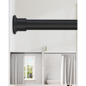 ALLZONE Heavy Duty Tension Shower Curtain Rod 42-83 Inches for Bathroom, Window, Non-Slip, Adjustable with Strong Spring Pole for Closet, Doorway, No Rust, No Drilling, Black