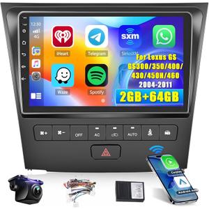 Hikity Android Car Stereo for Lexus GS GS300/350/400/430/450H/460 2004-2011 Radio 2+64GB 9 Inch Touchscreen Car Radio Carplay Android Auto Support GPS Navigation WiFi Bluetooth FM EQ Backup Camera