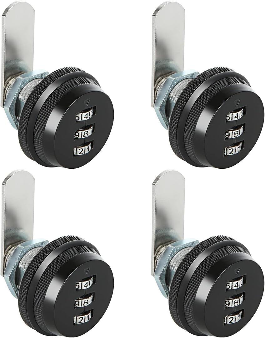 JMIATRY 4 Pack Combination Cam Lock 3/4 Inch Cylinder Password Coded Locks Combi-Cam Lock for Cabinet Drawers Cam Locks Combination, Black