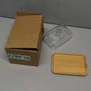 BUTTER DISH WITH LID, GLASS AIRTIGHT LID KEEPS BUTTER SOFT, FOR COUNTERTOP AND REFRIGERATOR. WIDENED DESIGN TO FIT ALL BUTTERS. COVERED BUTTER DISH, MADE OF GLASS AND BAMBOO.
