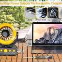 Uniqwamo Battery Powered Fan, Rechargeable Fan Portable, 180° Pivot Battery Operated Fan with Light, Timer, 360° Rotation Hanging Hook, 100 Speeds Camping Fans for Tents, Fishing, RV, Jobsite, Picnic