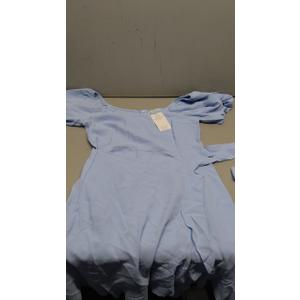  Women's Casual Dress Square Neck Short Sleeve Ruffle Hem Summer Basic Solid Color Spring Travel Mini Skirt, Medium