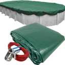 Pool Mate 21 x 41 ft Extra Strength Platinum Oval Above Ground Pool Cover | Green Pool Cover, 4 ft Overlap (25 x 45ft Cover Size), Solid 12 x 12 Scrim, 3.7 oz/yd2, Style: 372141-4-PMA